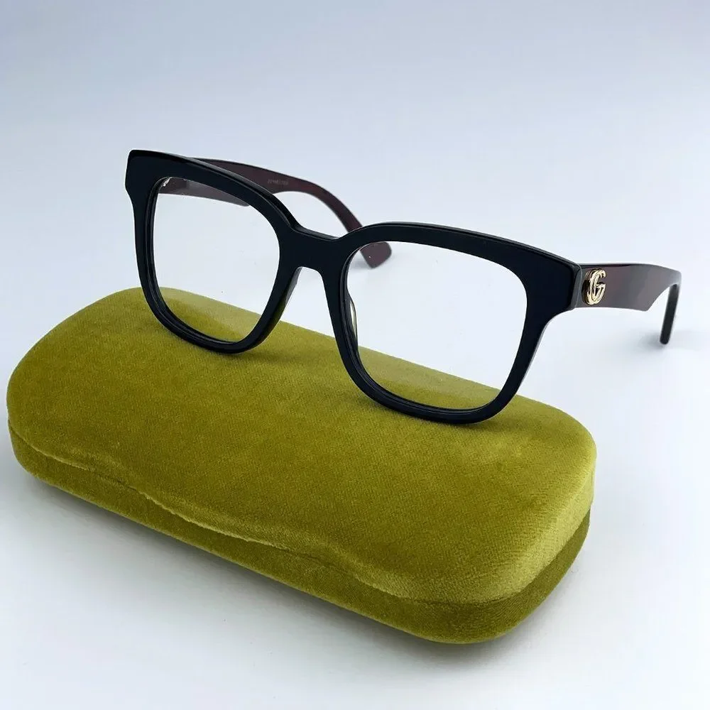 NEW Gucci GG0958O 008 Black Burgundy Square Unisex Eyeglasses
